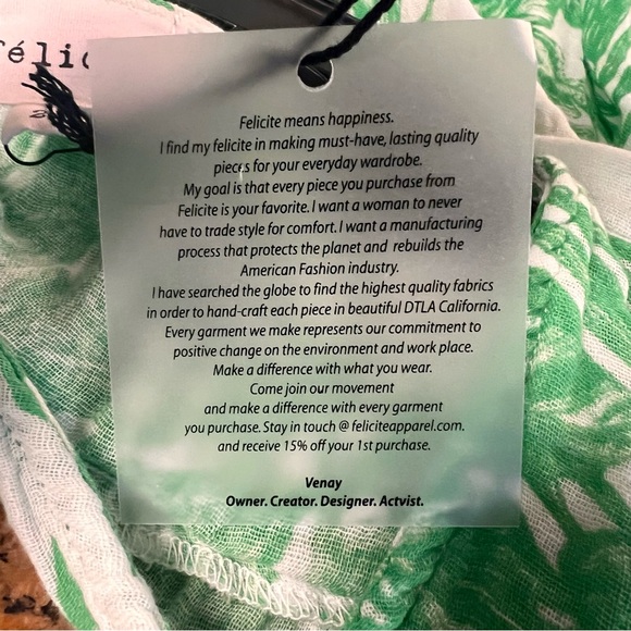 NWT~Felicite Green Palm Wrap Skirt & Top Set Sz 2 Small Soft Light Cotton Gauze - Picture 4 of 11